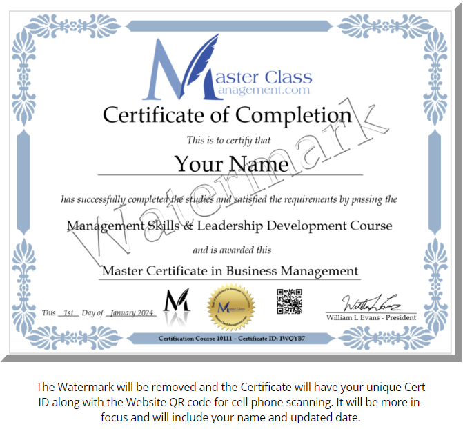 Master Certificate of Competion in Business Management